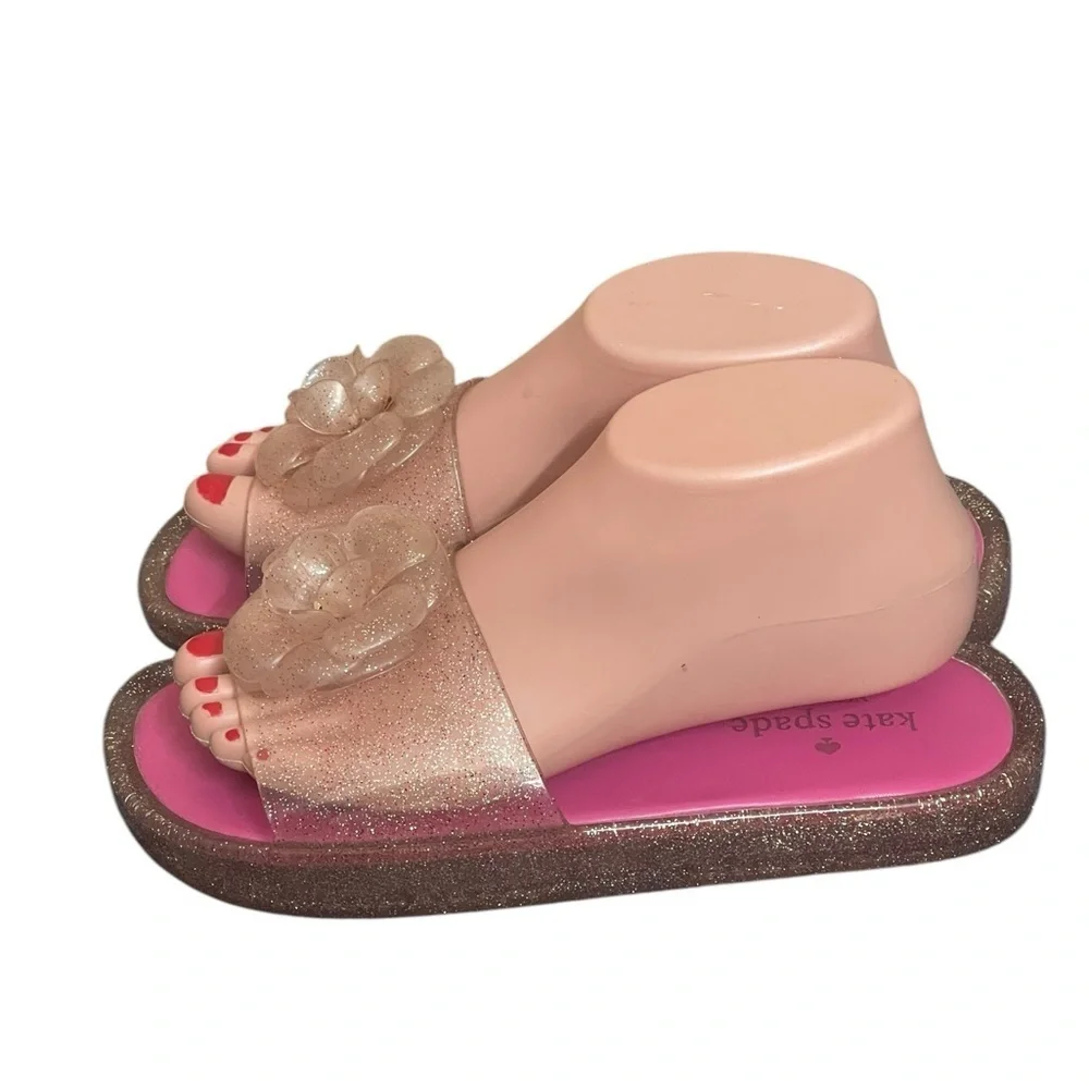 Kate Spade Splash Glitter Rubber Jelly Slip On Sandals Sz 8 Slides Flip Flop